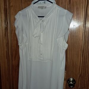 LOFT Ivory Blouse with Pleated Front